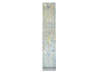Peshawar Oushak hand-knotted wool runner in Gray, 2'6" x 20'2" — SKU O020615