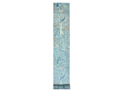 Blue 2'6" x 25'4" Oushak And Peshawar Hand knotted Wool Rug - Sku: O020616
