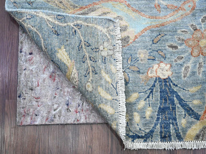 Blue 2'6" x 25'4" Oushak And Peshawar Hand knotted Wool Rug - Sku: O020616