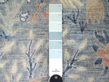 Blue 2'6" x 25'4" Oushak And Peshawar Hand knotted Wool Rug - Sku: O020616