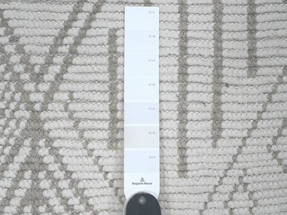 Tribal & Geometric hand-knotted wool runner in Ivory, 2'5" x 14'3" — SKU O020617 (view 3)