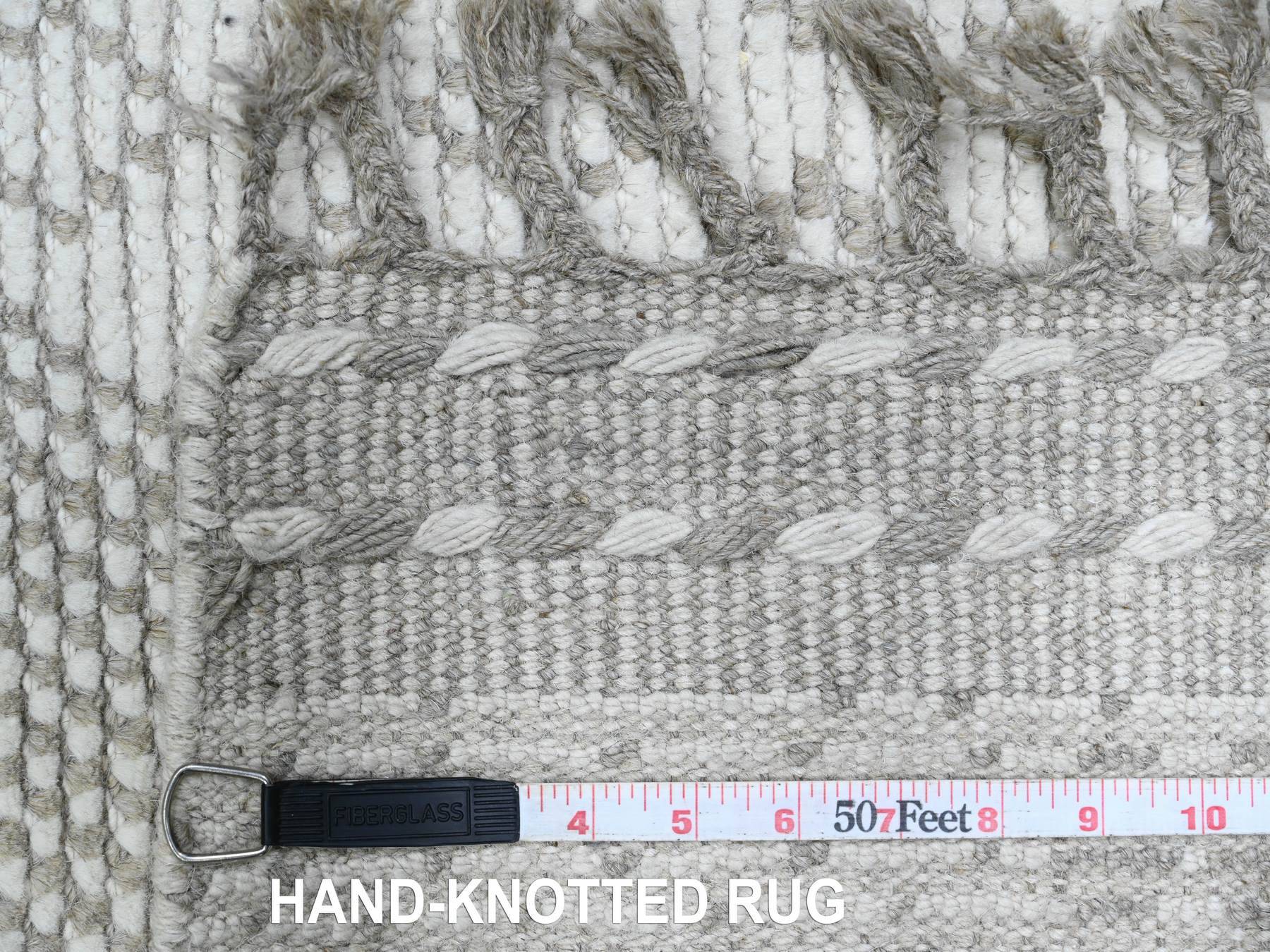 Tribal & Geometric hand-knotted wool runner in Ivory, 2'5" x 14'3" — SKU O020617 (view 6)