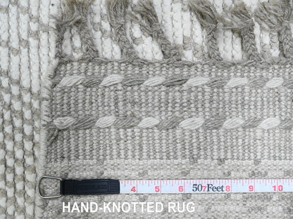 Tribal & Geometric hand-knotted wool runner in Ivory, 2'5" x 14'3" — SKU O020617 (view 6)