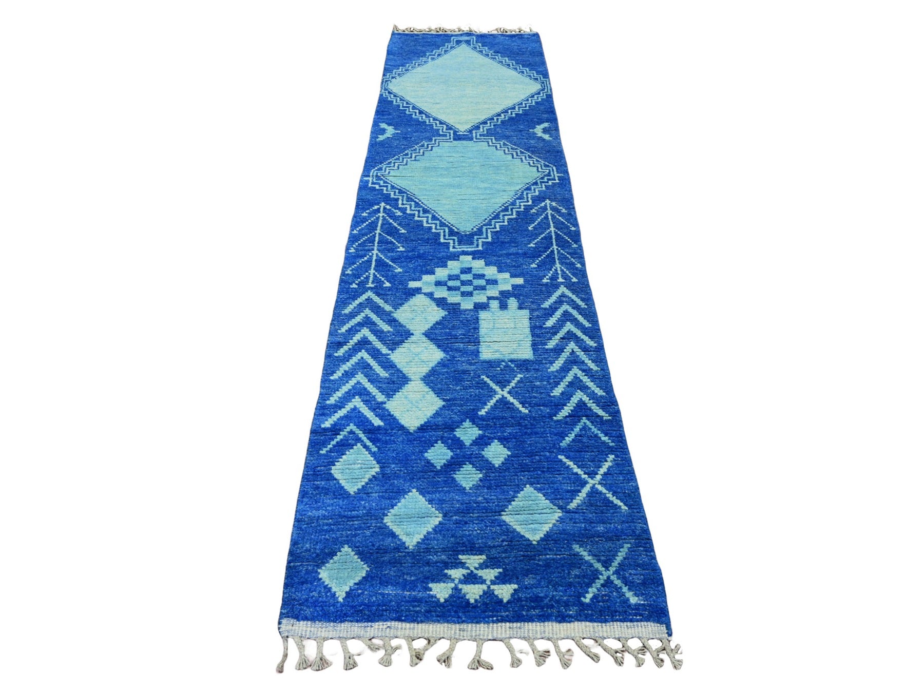 Blue 2'8" x 10'5" Tribal Hand knotted Wool Rug - Sku: O020618