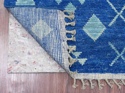Blue 2'8" x 10'5" Tribal & Geometric Hand knotted Wool Rug - Sku: O020618