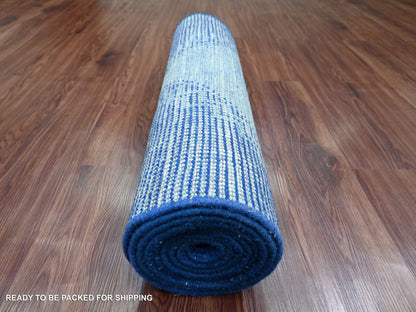 Blue 2'8" x 10'5" Tribal & Geometric Hand knotted Wool Rug - Sku: O020618