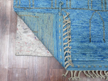 Blue 2'5" x 10'3" Tribal & Geometric Hand knotted Wool Rug - Sku: O020620