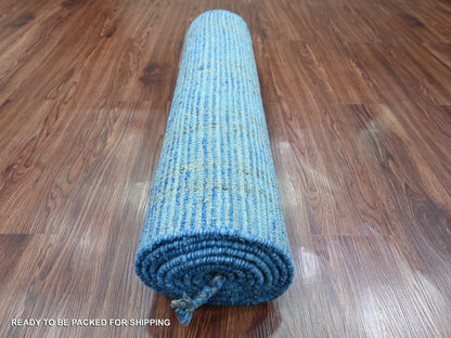 Blue 2'5" x 10'3" Tribal & Geometric Hand knotted Wool Rug - Sku: O020620