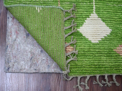 Green 2'5" x 9'0" Tribal Hand knotted Wool Rug - Sku: O020621