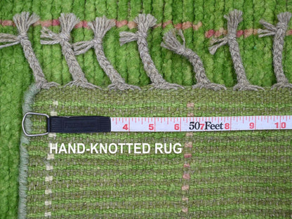 Green 2'5" x 9'0" Tribal Hand knotted Wool Rug - Sku: O020621