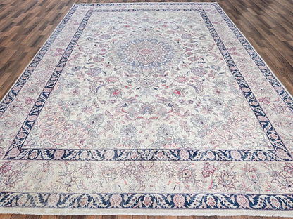 Ivory 9'11" x 13'2" Fine Oriental Hand knotted Wool Rug - Sku: O02062