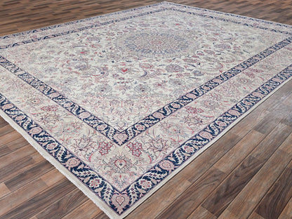 Tabriz Fine Oriental hand-knotted wool rug in Ivory, 9'11" x 13'2" — SKU O02062 (view 3)