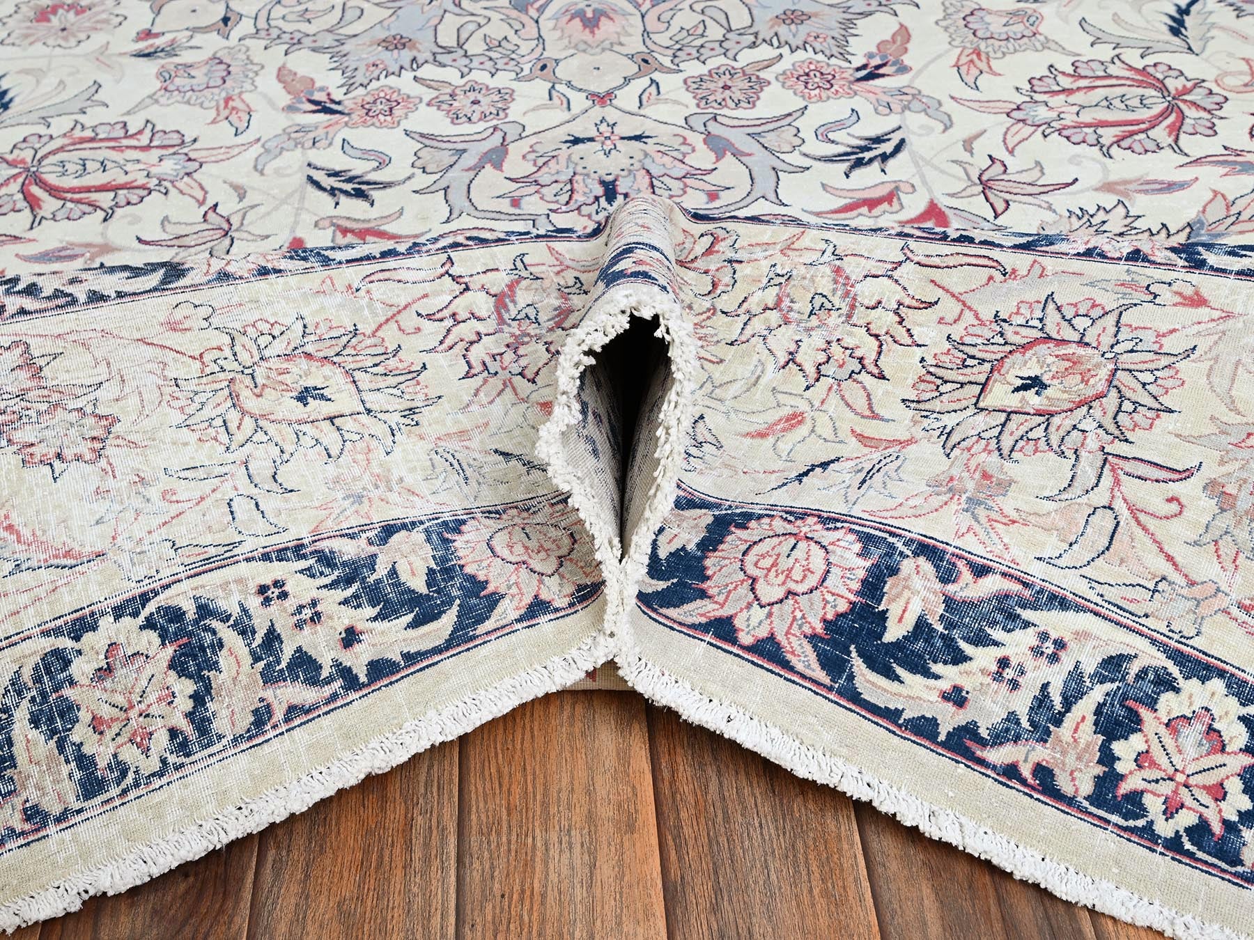 Tabriz Fine Oriental hand-knotted wool rug in Ivory, 9'11" x 13'2" — SKU O02062 (view 6)