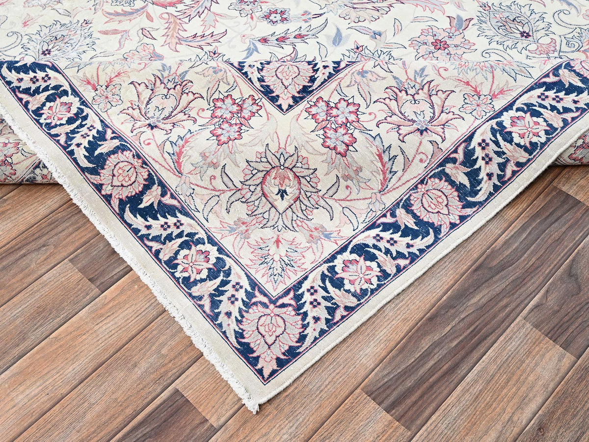 Tabriz Fine Oriental hand-knotted wool rug in Ivory, 9'11" x 13'2" — SKU O02062 (view 7)