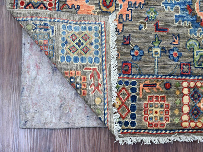 Mahal Tribal & Geometric hand-knotted wool rug in Gray, 3'1" x 5'3" — SKU O020631 (view 2)