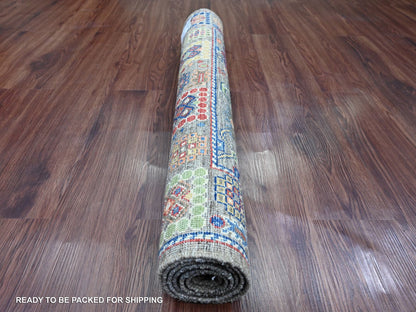 Grey 3'1" x 5'3" Tribal & Geometric Hand knotted Wool Rug - Sku: O020631