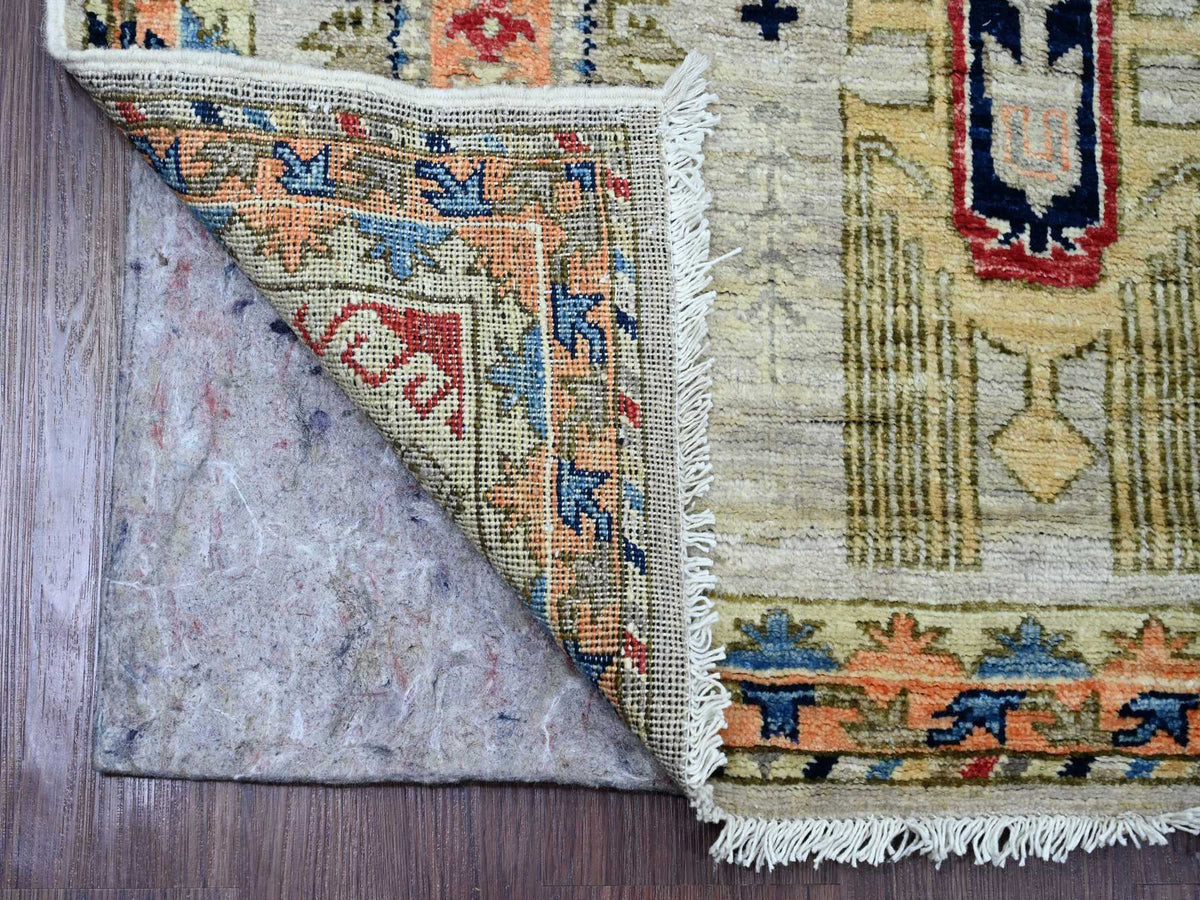 Oushak hand-knotted wool runner in Ivory & Orange, 2'7" x 9'8" — SKU O020632 (view 2)