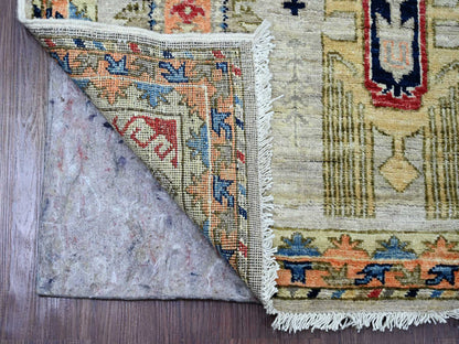 Oushak hand-knotted wool runner in Ivory & Orange, 2'7" x 9'8" — SKU O020632 (view 2)