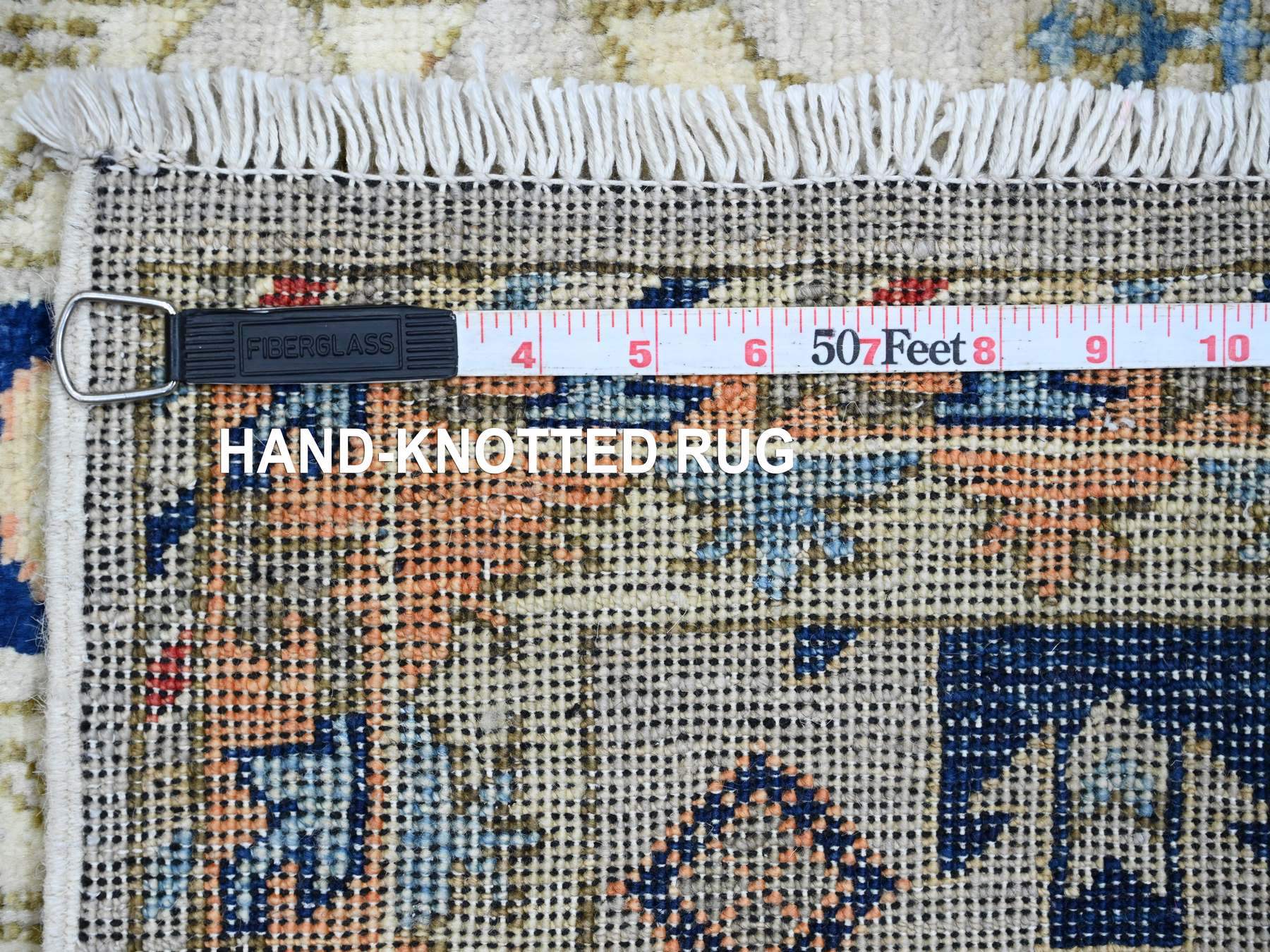 Oushak hand-knotted wool runner in Ivory & Orange, 2'7" x 9'8" — SKU O020632 (view 6)