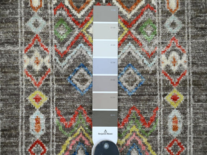 Tribal & Geometric hand-knotted wool rug in Gray, 8'1" x 9'6" — SKU O020637 (view 7)