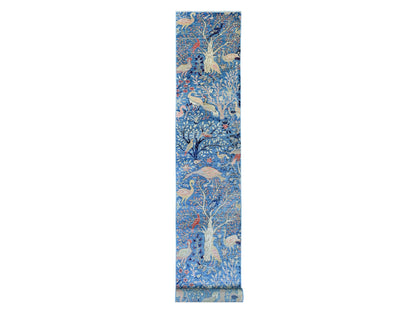 Blue 2'10" x 23'6" Oushak And Peshawar Hand knotted Wool Rug - Sku: O020638