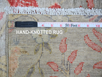 Brown 3'0" x 23'10" Oushak / Peshawar Hand knotted Wool Rug - Sku: O020639