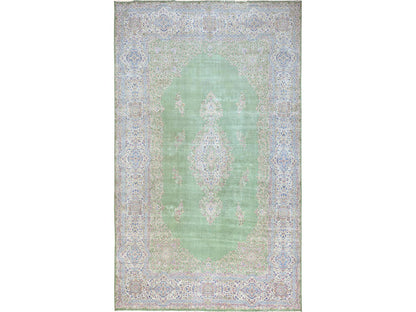 Green 11'8" x 19'3" Vintage Hand knotted Wool Rug - Sku: O02063