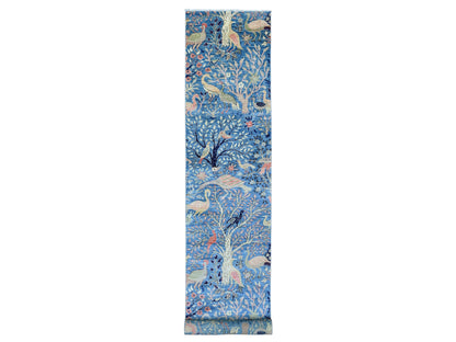 Blue 3'1" x 21'2" Oushak And Peshawar Hand knotted Wool Rug - Sku: O020642