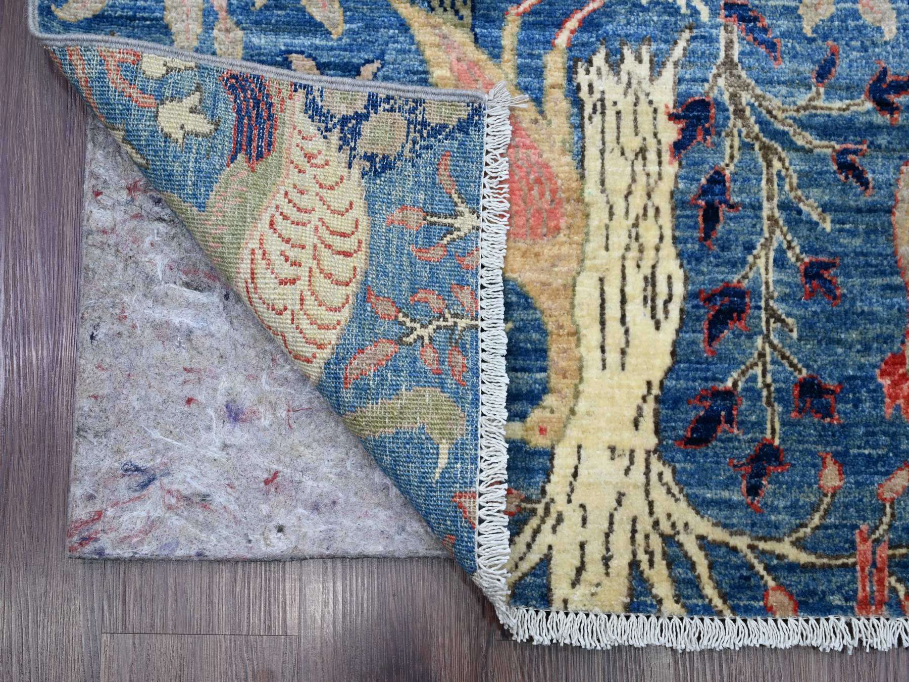 Peshawar Oushak hand-knotted wool runner in Blue, 3'1" x 21'2" — SKU O020642 (view 2)