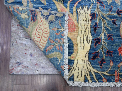 Peshawar Oushak hand-knotted wool runner in Blue, 3'1" x 21'2" — SKU O020642 (view 2)