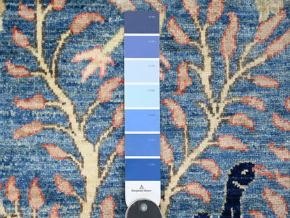 Blue 3'1" x 21'2" Oushak And Peshawar Hand knotted Wool Rug - Sku: O020642