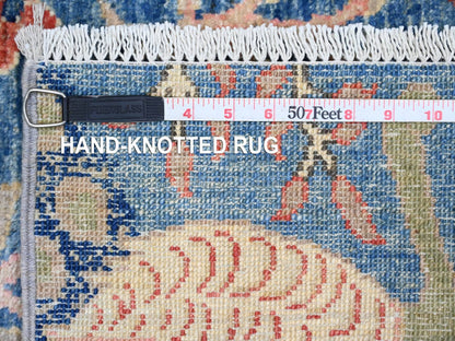 Peshawar Oushak hand-knotted wool runner in Blue, 3'1" x 21'2" — SKU O020642 (view 6)