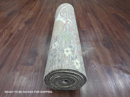 Brown 2'9" x 15'9" Oushak / Peshawar Hand knotted Wool Rug - Sku: O020643