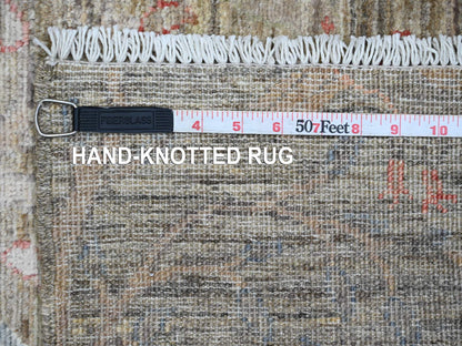 Brown 2'9" x 15'9" Oushak / Peshawar Hand knotted Wool Rug - Sku: O020643