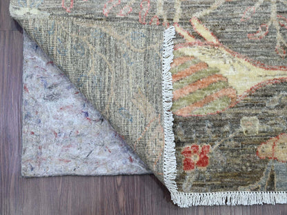 Brown 2'9" x 15'8" Oushak / Peshawar Hand knotted Wool Rug - Sku: O020645