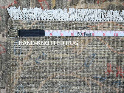 Brown 2'9" x 15'8" Oushak / Peshawar Hand knotted Wool Rug - Sku: O020645