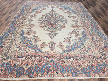 Kerman Vintage hand-knotted wool rug in Ivory & Light Blue, 10'3" x 13'2" — SKU O02064 (view 2)