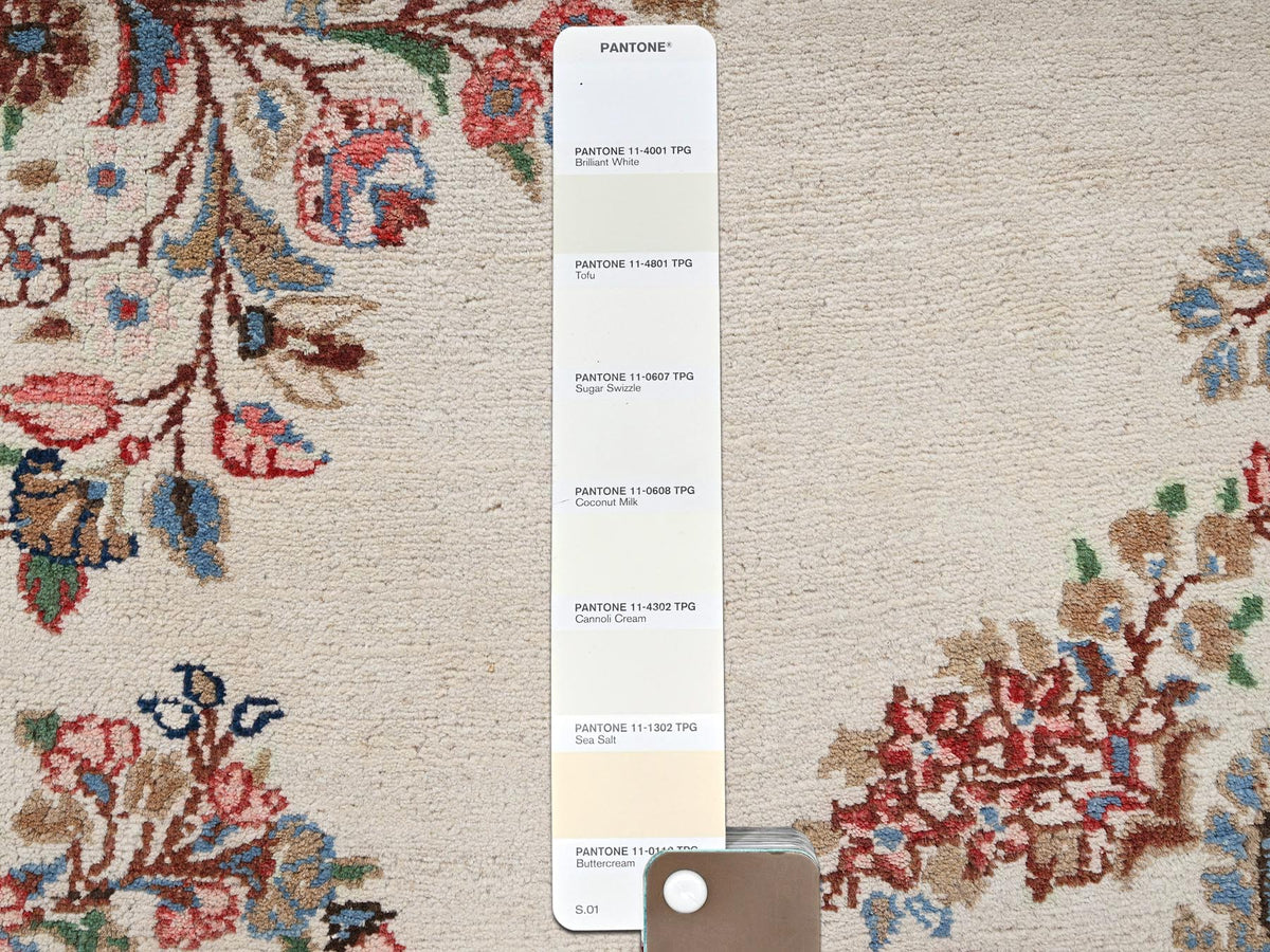 Kerman Vintage hand-knotted wool rug in Ivory & Light Blue, 10'3" x 13'2" — SKU O02064 (view 8)