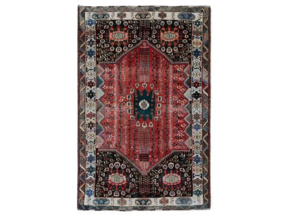 Red 5'9" x 9'1" Vintage Hand knotted Wool Rug - Sku: O020651