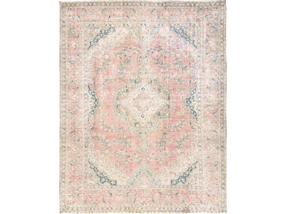 Pink 9'7" x 12'2" Vintage Hand knotted Wool Rug - Sku: O02065