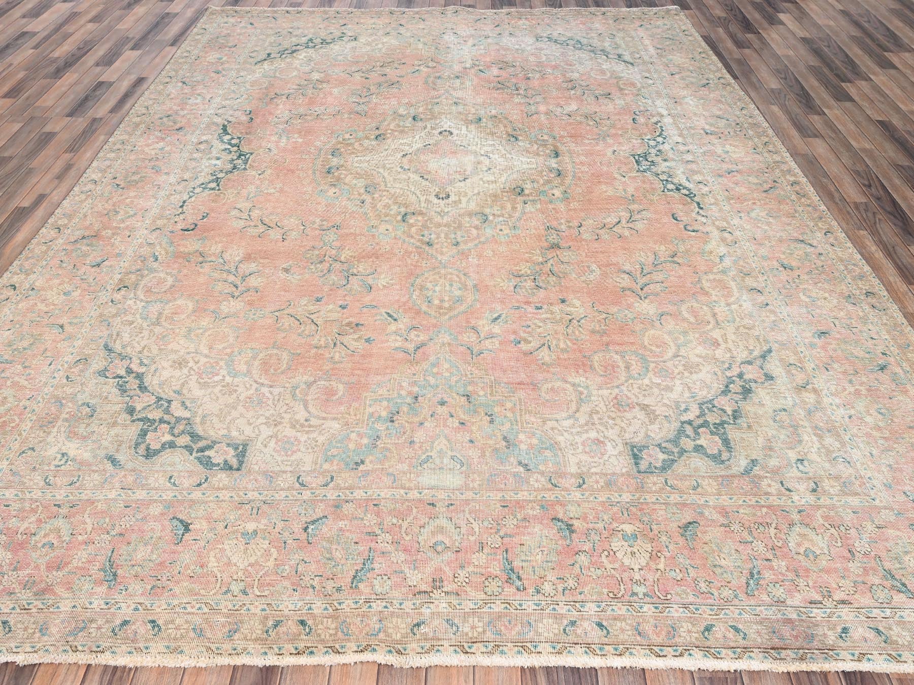 Pink 9'7" x 12'2" Vintage Hand knotted Wool Rug - Sku: O02065