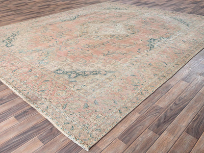 Pink 9'7" x 12'2" Vintage Hand knotted Wool Rug - Sku: O02065