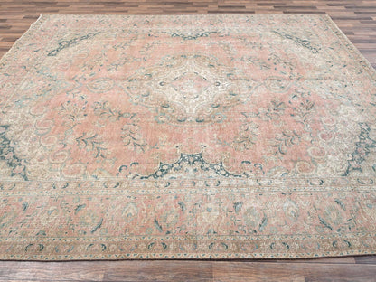 Pink 9'7" x 12'2" Vintage Hand knotted Wool Rug - Sku: O02065