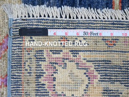 Blue 2'9" x 8'6" Oushak And Peshawar Hand knotted Wool Rug - Sku: O020662