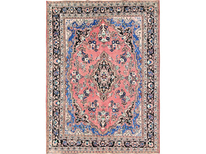 Pink 6'11" x 10'0" Vintage Hand knotted Wool Rug - Sku: O02066