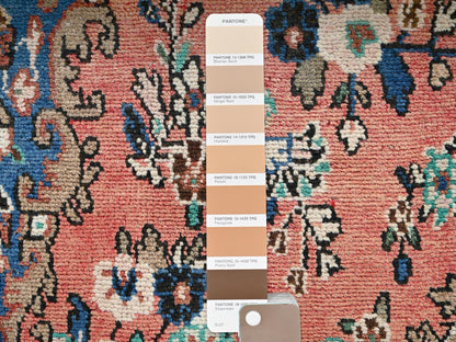 Vintage hand-knotted wool rug in Pink & Chocolate Brown, 6'11" x 10' — SKU O02066 (view 8)