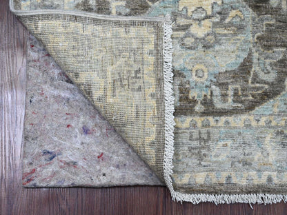 Grey 2'6" x 9'7" Oushak And Peshawar Hand knotted Wool Rug - Sku: O020671