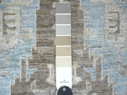 Grey 2'6" x 9'7" Oushak And Peshawar Hand knotted Wool Rug - Sku: O020671