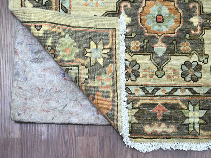 Grey 2'9" x 11'11" Oushak And Peshawar Hand knotted Wool Rug - Sku: O020677