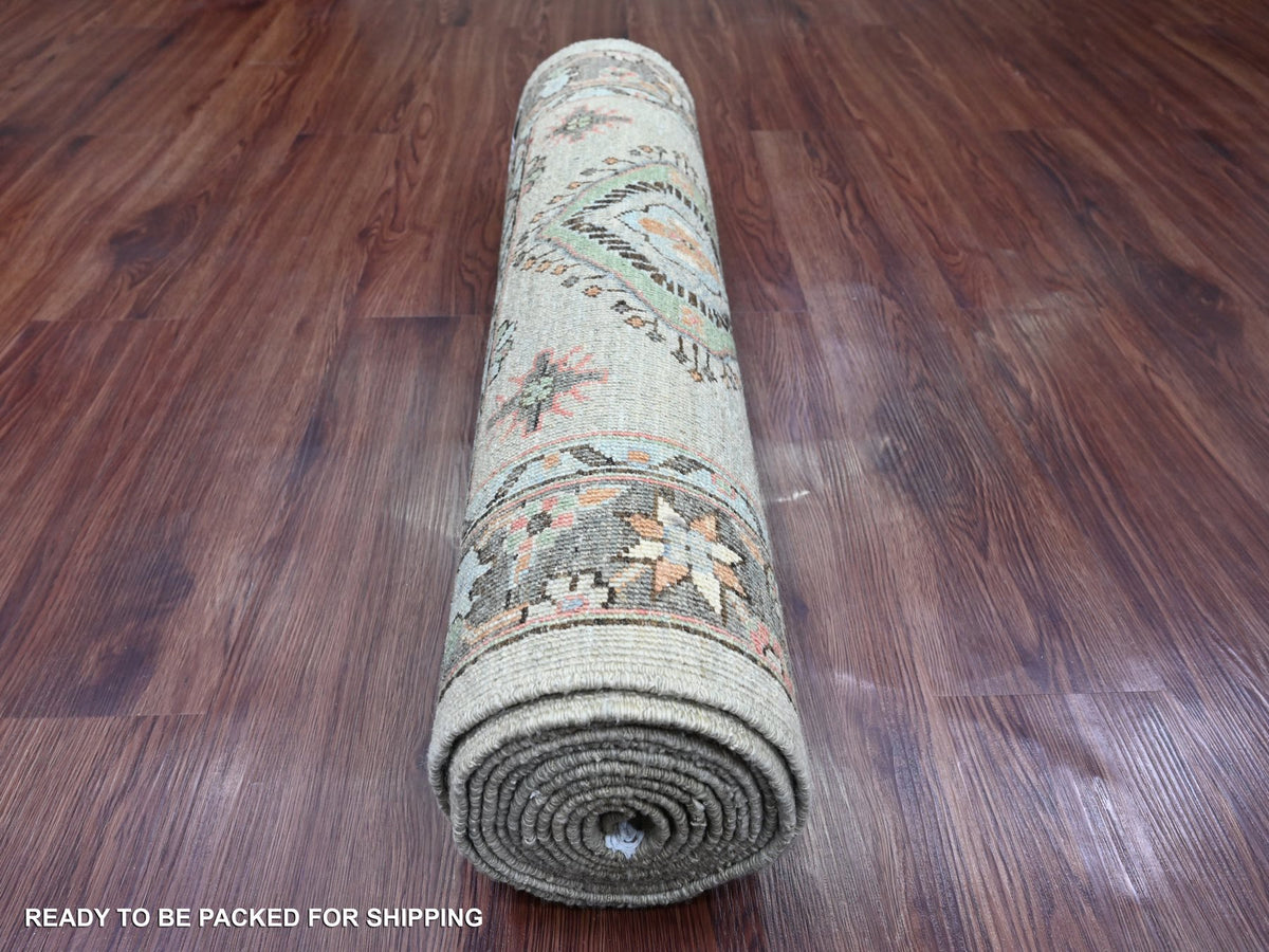 Peshawar Oushak hand-knotted wool runner in Gray & Dim Gray, 2'9" x 11'11" — SKU O020677 (view 4)